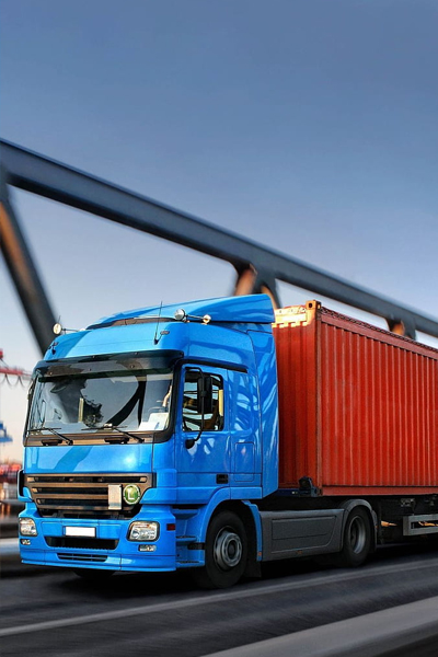 Container truck on the road